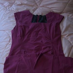 Tahari ASL Purple Midi Dress